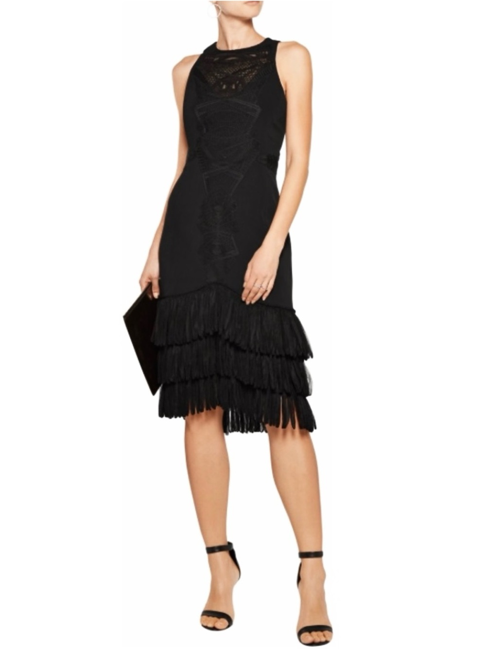 NEW JONATHAN SIMKHAI BLACK SLEEVELESS MIDI DRESS
